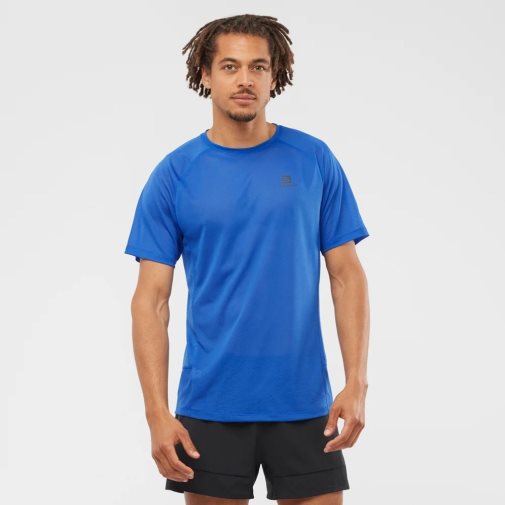 Camiseta Salomon Cross Rebel Corta Sleeve Hombre Azules | MX QGTN321